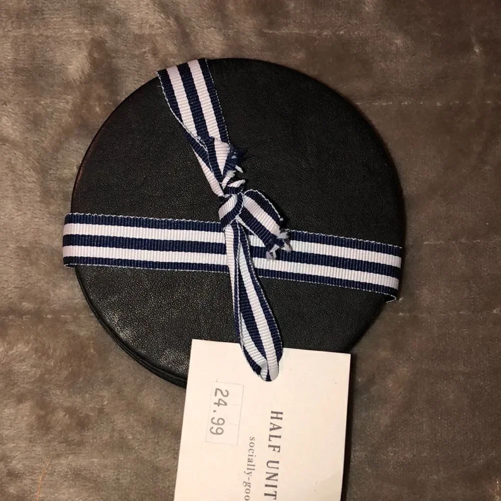 Half United Home Black Leather Coaster Set of 4